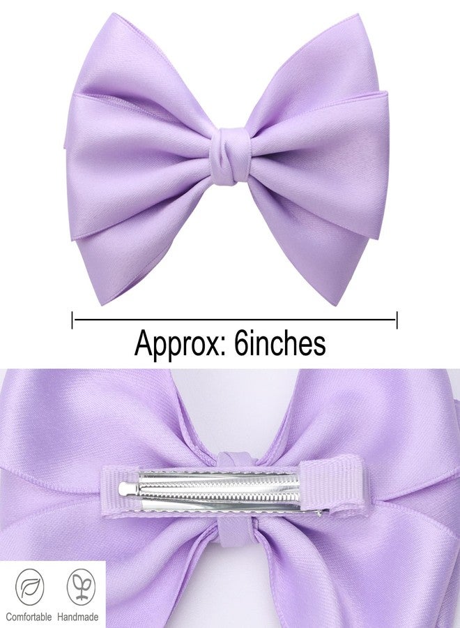 Zolyco Large Big 6 Inch Hair Bows Thick Ribbon Boutique Alligator Clips Hair Accessories for Women Girls Toddlers Kids Teens 2 Pcs(Light Purple) - Image 4